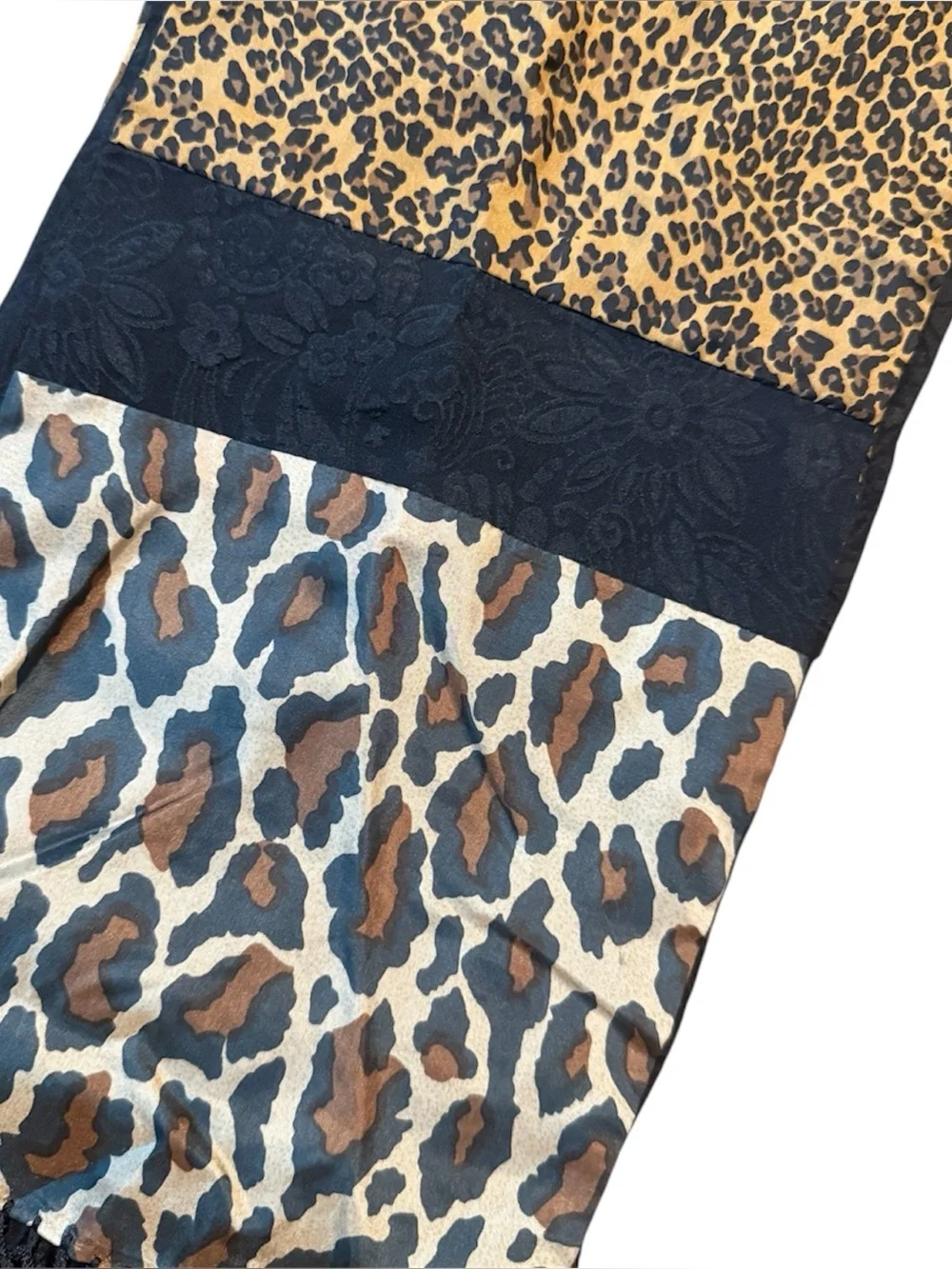 1990’s Vintage Animal Print Oblong Fashion Scarf, Mixed Prints, 60”
